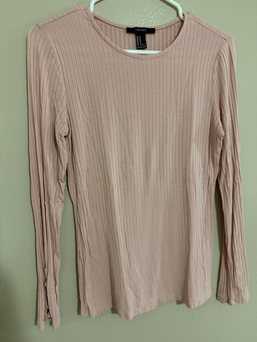 Forever 21 Ribbed Crewneck Long Sleeve Top - Dusty Rose